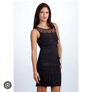 Nine West Women Black Layered Mini Dress
